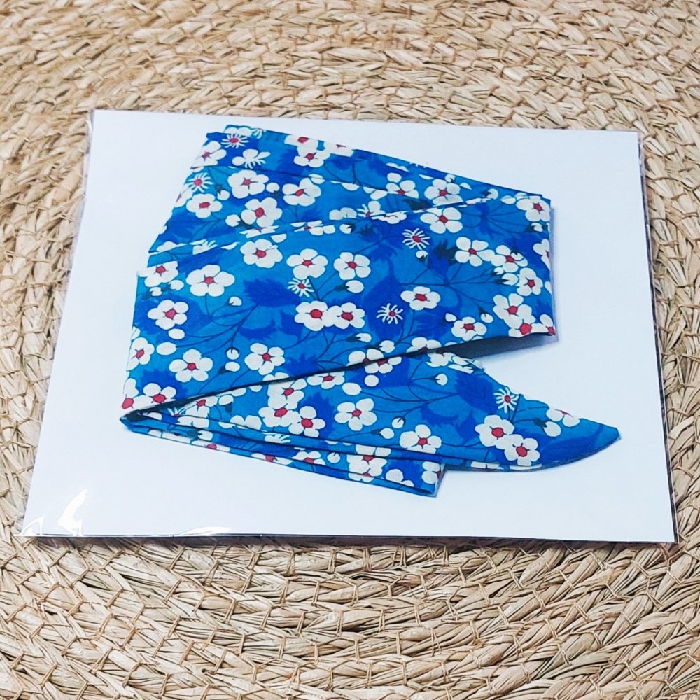 Ruban chapeau/ ceinture foulard/ headband femme tissu mitsi bleure bleu--2227110977987