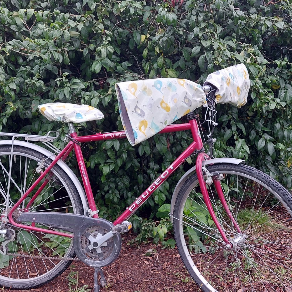 Protege mains guidon vélo + housse assortie impermeable enduit
