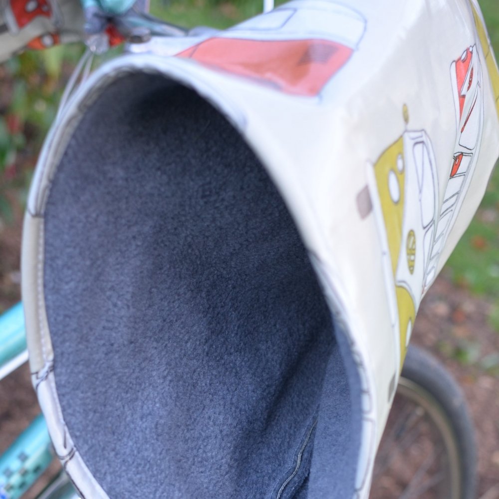 Protege mains moufles guidon vélo impermeable enduit fleurs vintage à pois blanc--2227132676707