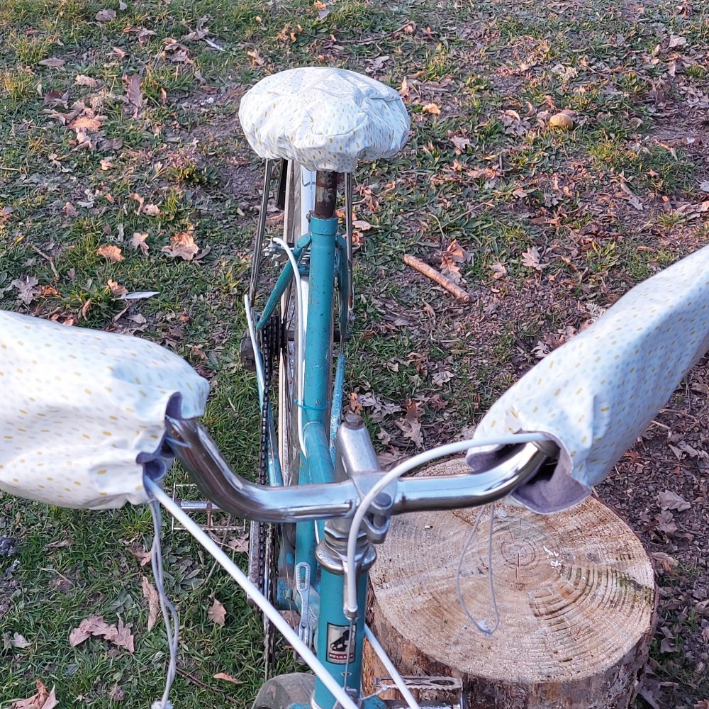 Protege mains guidon+ housse selle vélo impermeable motif gouttes