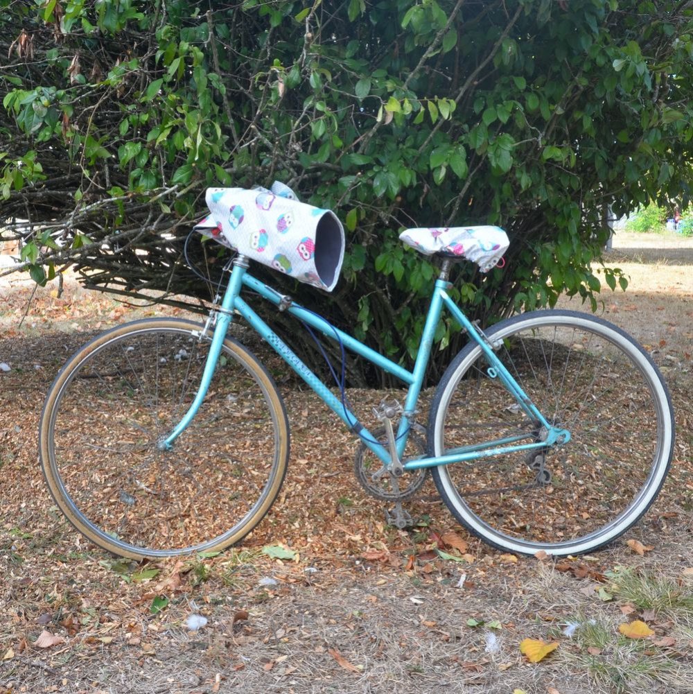 Protege mains guidon+ housse selle vélo impermeable motif chouette Petite  fouine - Créations textiles pour les enfants, les adultes et la décoration