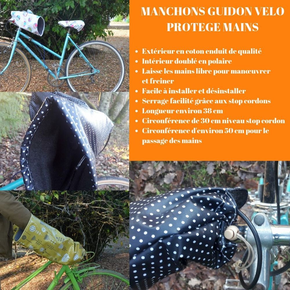 Protege mains guidon vélo impermeable enduit gouttes et doublé